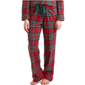 Vineyard Vines Pajama Pants Holiday Plaid Flannel Tie Women’s Sz SMALL Pockets